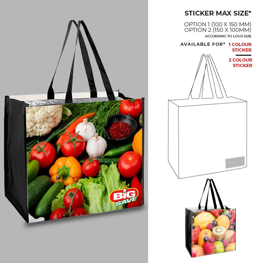 Laminated Cooler Shopper Bag - Fruit & Vegetables Design