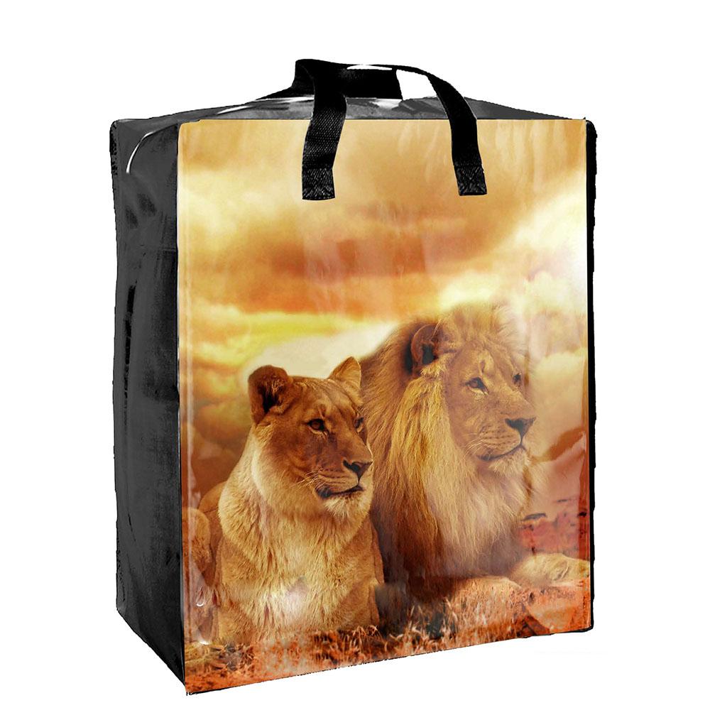 Shopper Bag Reusable Laminated Taxi Bag with Zipper - Wildlife Design