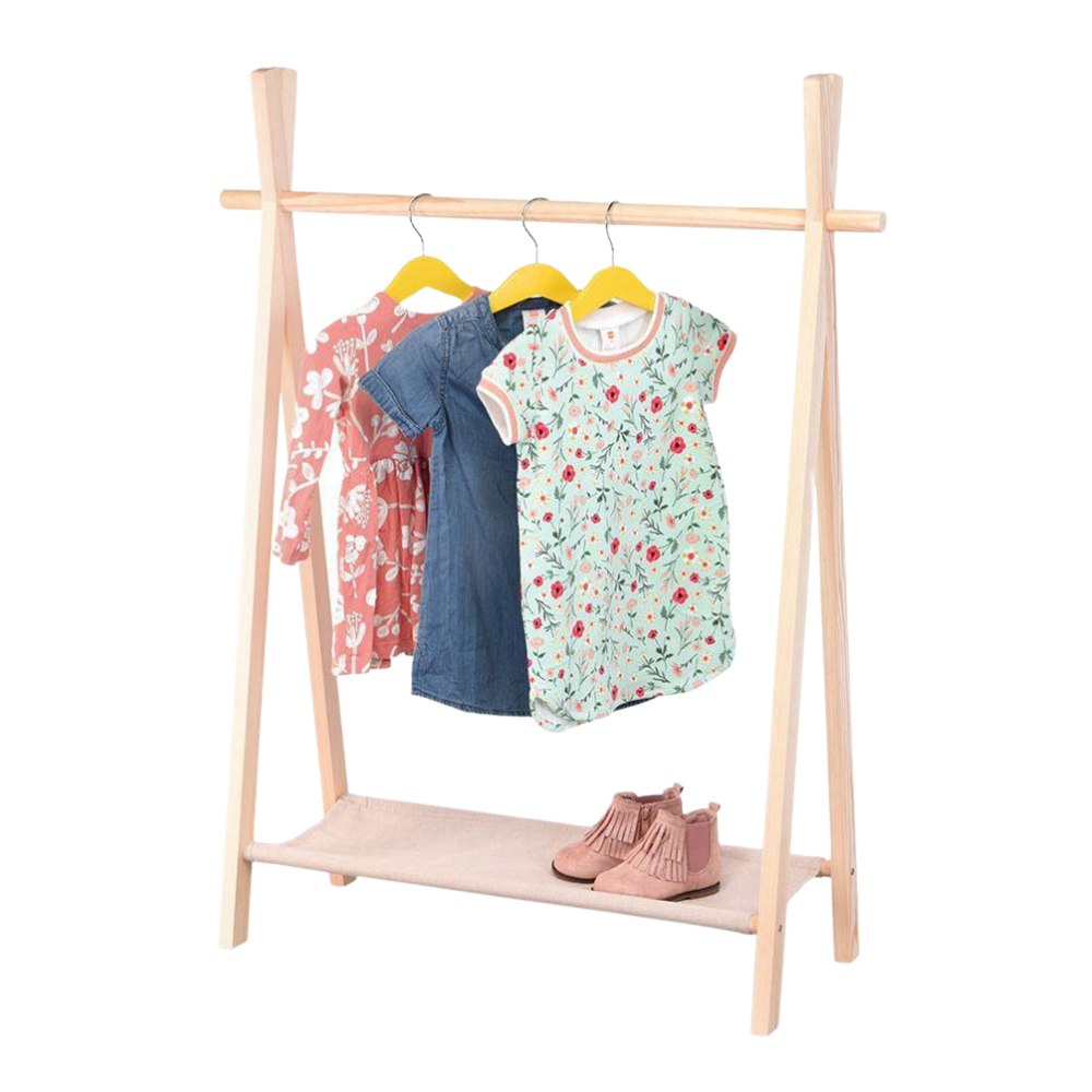 Pinewood Clothes and Shoe Rack - Eco-Friendly - 100cm