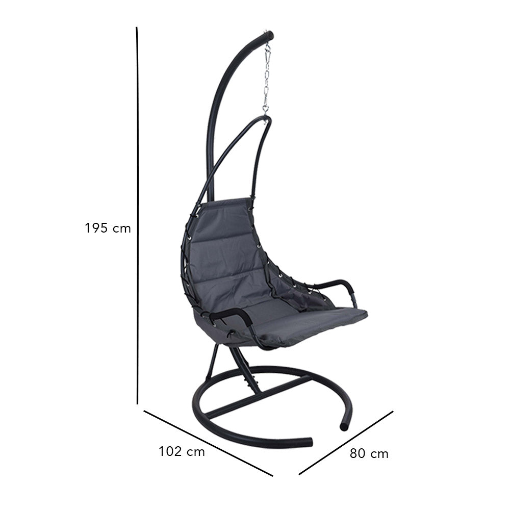 Hängestuhl aus Stahl – Gestell grau – Tragfähigkeit 140 kg