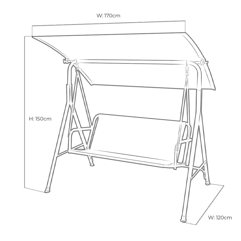 Schaukelliege mit verstellbarer Dachplatte – 2,5-Sitzer – hellgraues Design