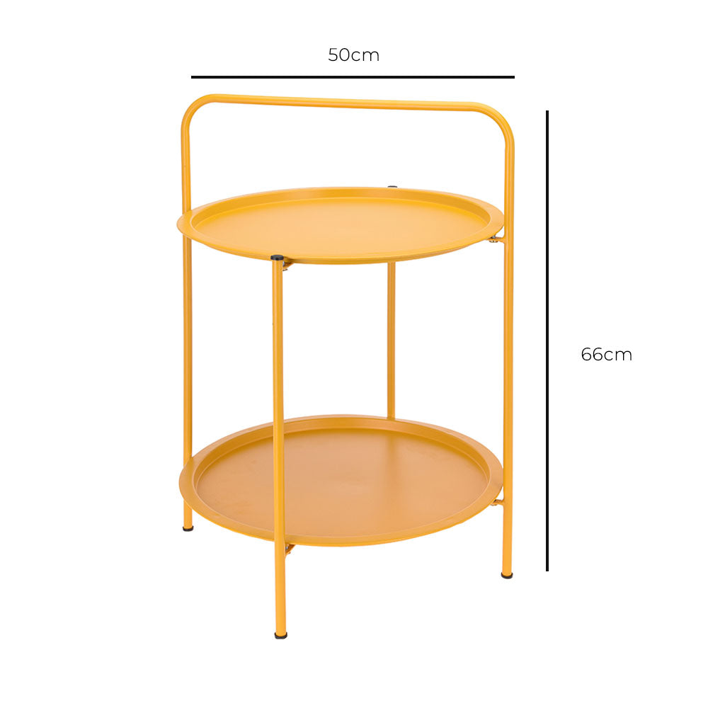 bags direct Multi-purpose Matt Yellow Outdoor Steel Table with 2 Trays - 50cm X99000280 - 8719987396229