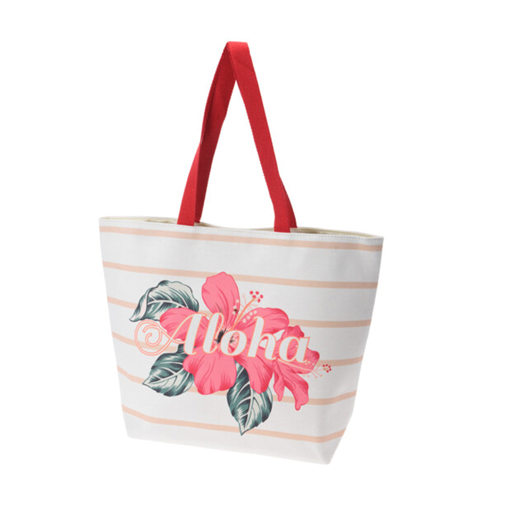 Beach Bag with Aloha Print and Floral Design